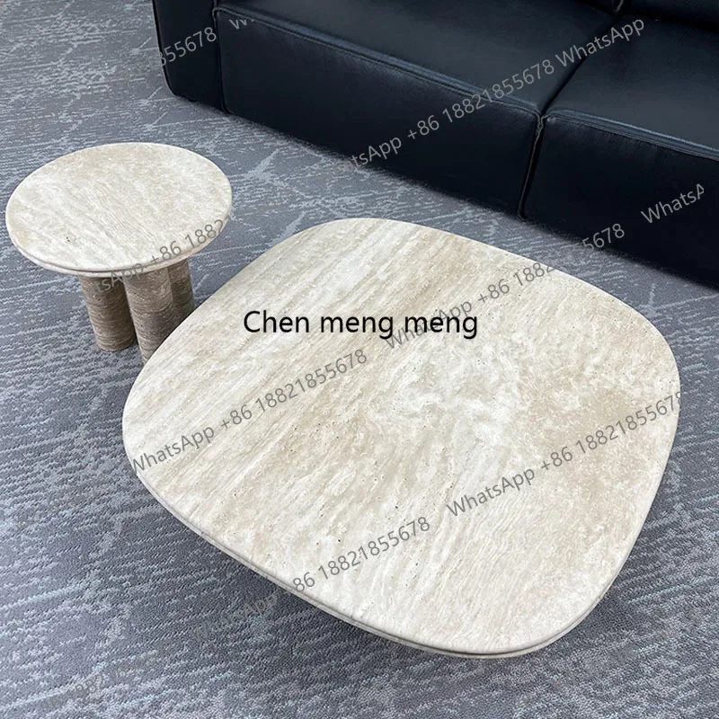 Mesa de centro de travertino Natural Wabi Sand Wind, combinación francesa Retro, sala de estar, mesa de centro para el hogar, Simple