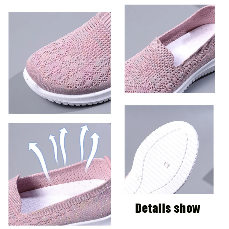 Feerldi Net Sneaker Woman Concise Wedge Loafers Breathable Mesh Summer Ballet Shoes Lighweight Mom Running Sport Shoes