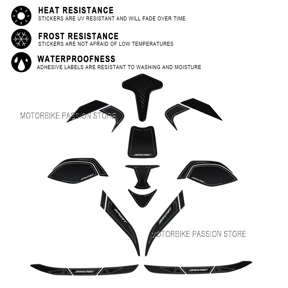 ل Zontes 350e 350E 350 E 2023 2024 طقم تزيين حماية الجسم دراجة نارية الملحقات ملصقات مقاوم للماء خزان الوقود مائي