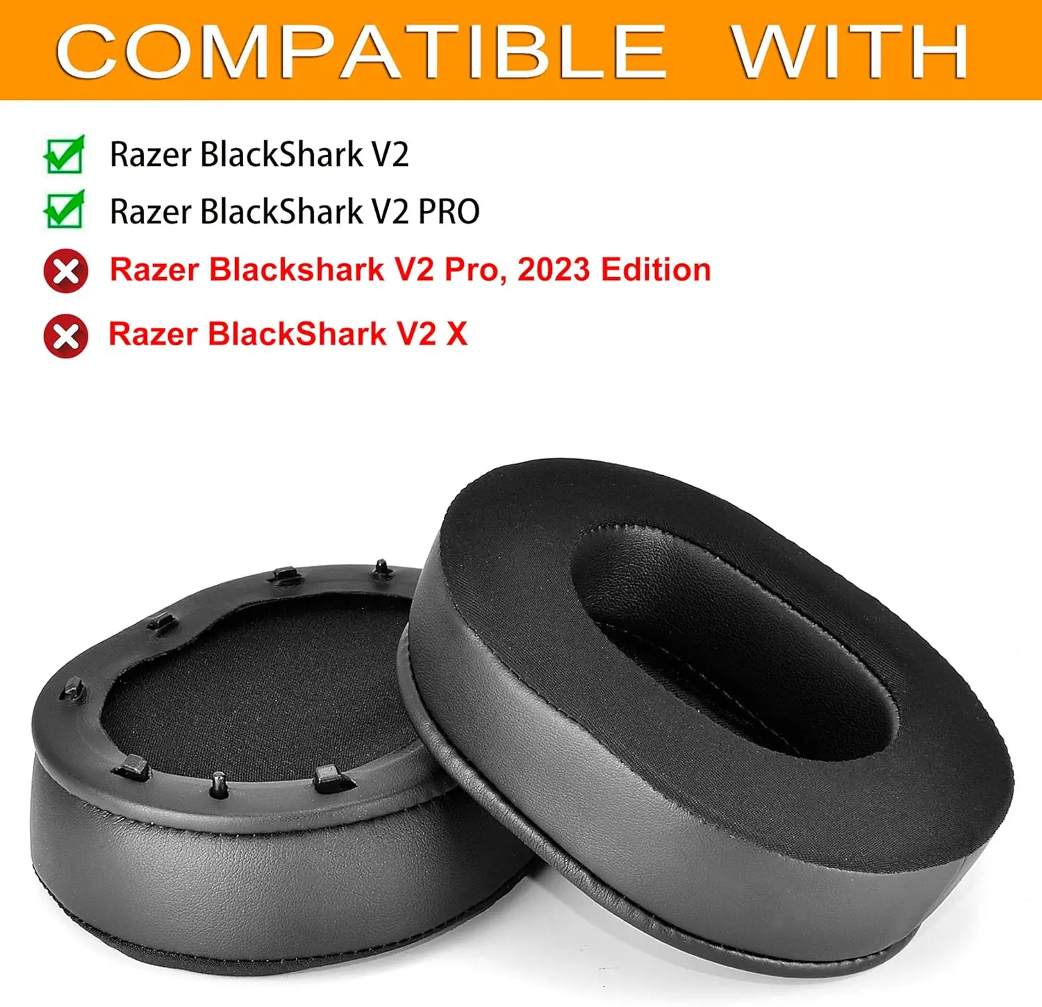 وسائد أذن من جل التبريد عالي الجودة من BlackShark V2 PRO بديلة متوافقة مع Razer BlackShark V2/BlackShark