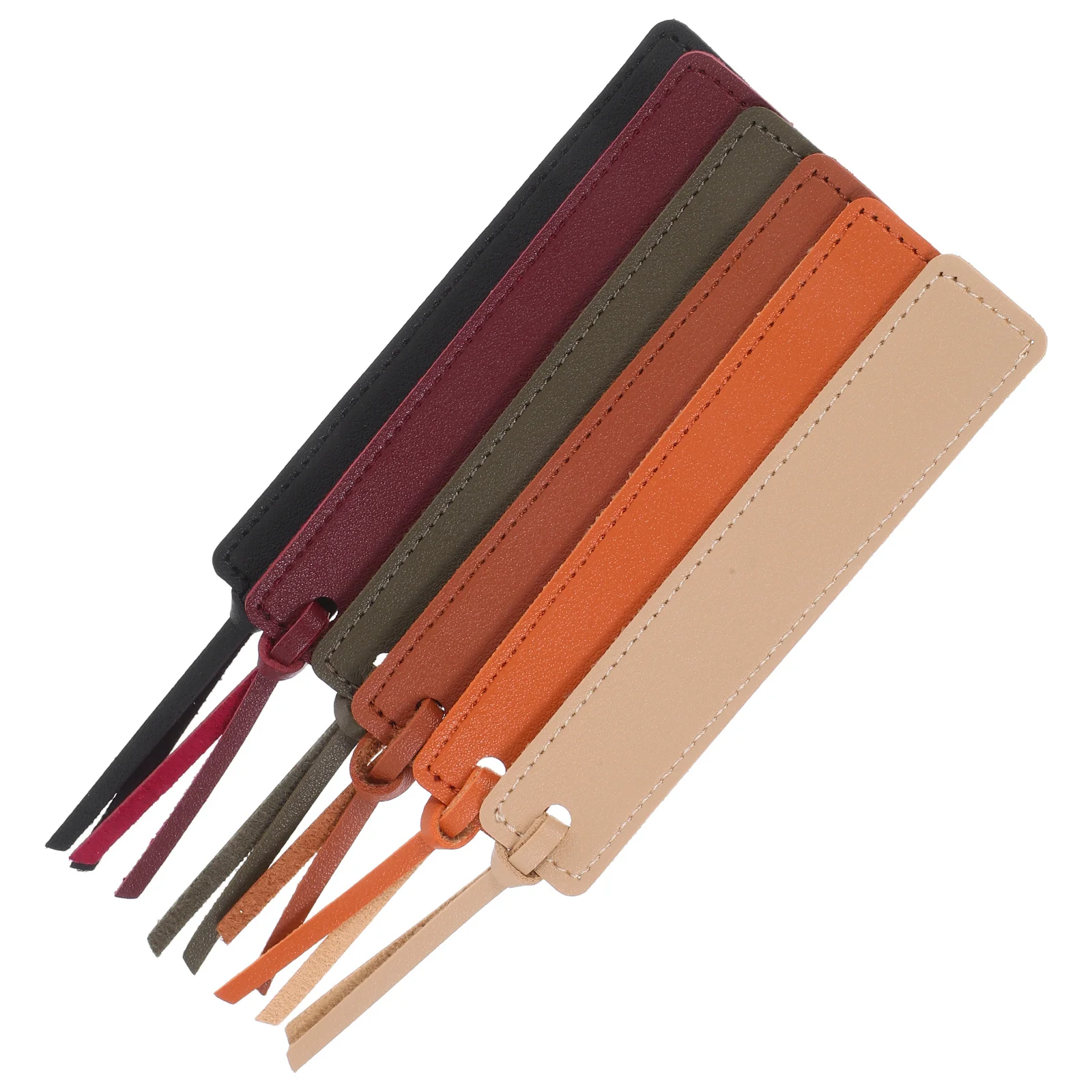 6Pcs PU Bookmark Classic Stitched Vintage Page Holder Reading Accessories for Book Lovers Men Women Students