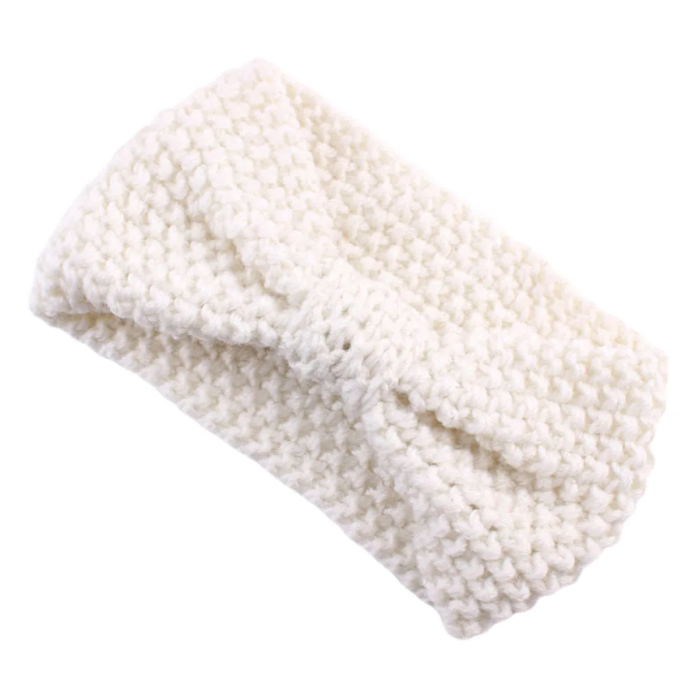 

2Pcs Warm Crocheted Headband Knitted Hairbands for Women Adjustable Comfortable Stylish Headwrap White Pink Headwraps