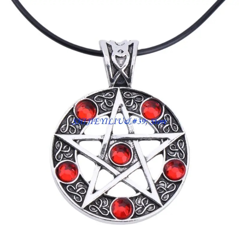 E21F 1Pc Fashion Invert Pentacle Pentagram Star Pewter Pendant Cosplay Necklace New