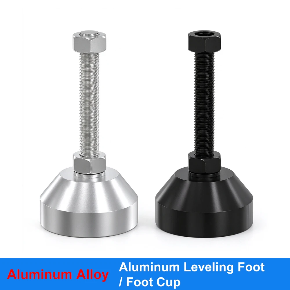 2/5Pcs Heavy Duty Adjustable Aluminum Foot Cup Thread Type M5 M6 M8 Anti-slip Balance Support Feet For Furniture Machine