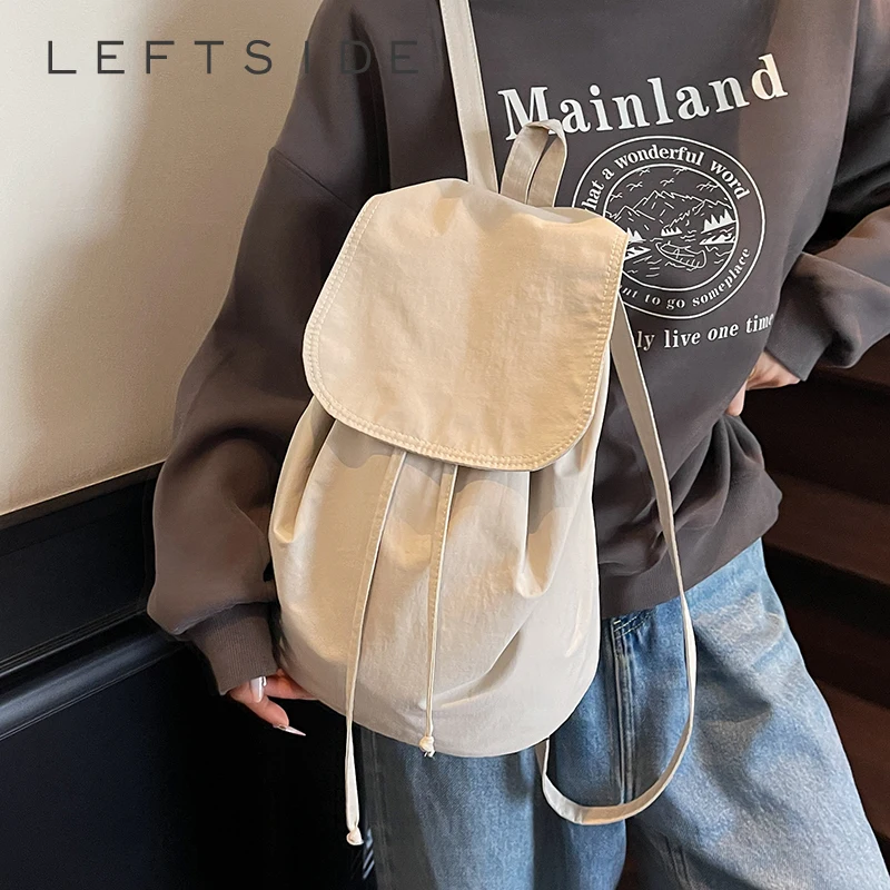 

LEFTSIDE Women Cloth Soft Solid Color Backpacks 2025 Design Backpack for Teens​​ Girls School Bag Travel Casual Style Back Pack