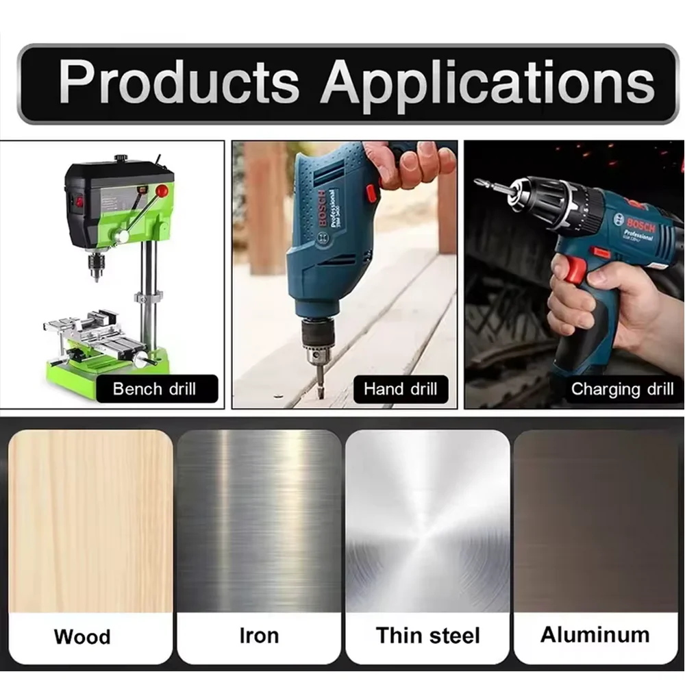 3pcs HSS Spiral Flute Grooved Titanium Coated Step Drill Bit Hex Shank Wood Metal Hole Cutter Universal Power Tools-Gold