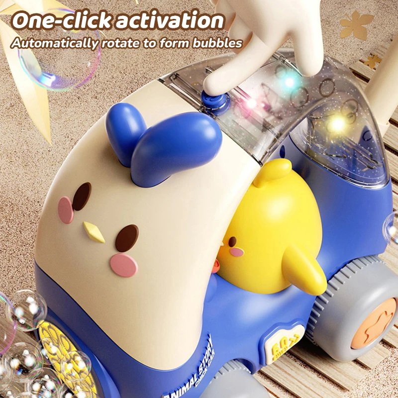 

Chicken Bubble Pushcart Electric Soap Bubble Trolley Full Automatic Bubble Blowing Machine Outdoor Toy Children Toddler Gifts
