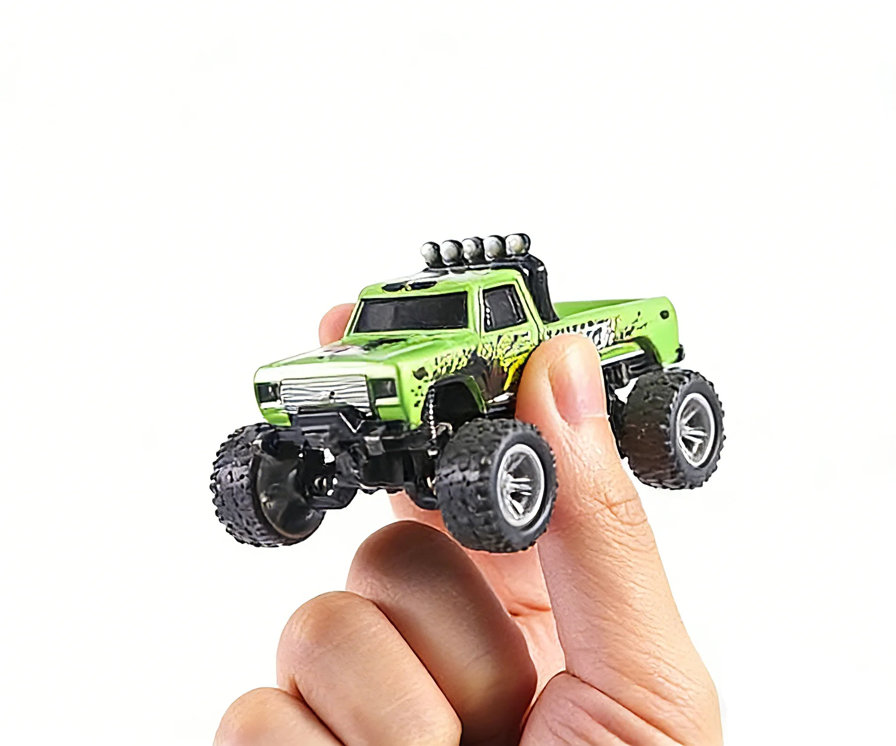 Mini RC Car, 1/64 Scale Mini Remote Control Monster Truck with Trailer, 2.4Ghz & APP Remote Control, Rechargeable Alloy Shell Mi