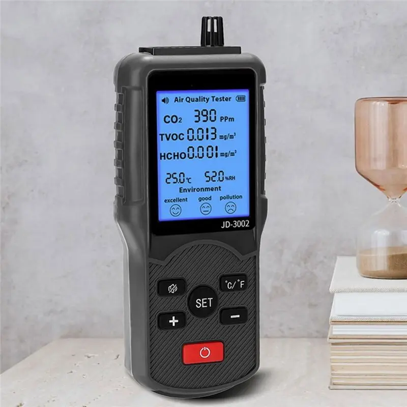 Reliable-5-In-1 Indoor Air Quality Monitor CO2 VOC Formaldehyde Detector,5-In-1 Indoor Air Quality Monitor CO2 VOC Formaldehyde