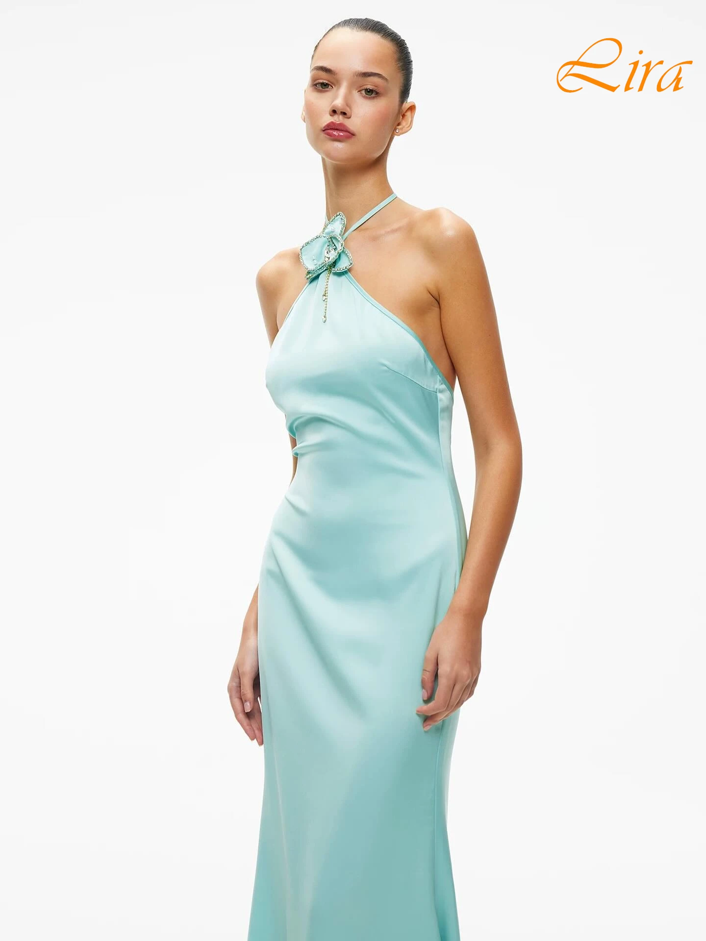 تخصيص مستقيم الرسن بلا أكمام فستان سهرة أنيق دقيق جودة عالية مخصص فساتين المناسبات الحديثة فساتين المشاهير #3