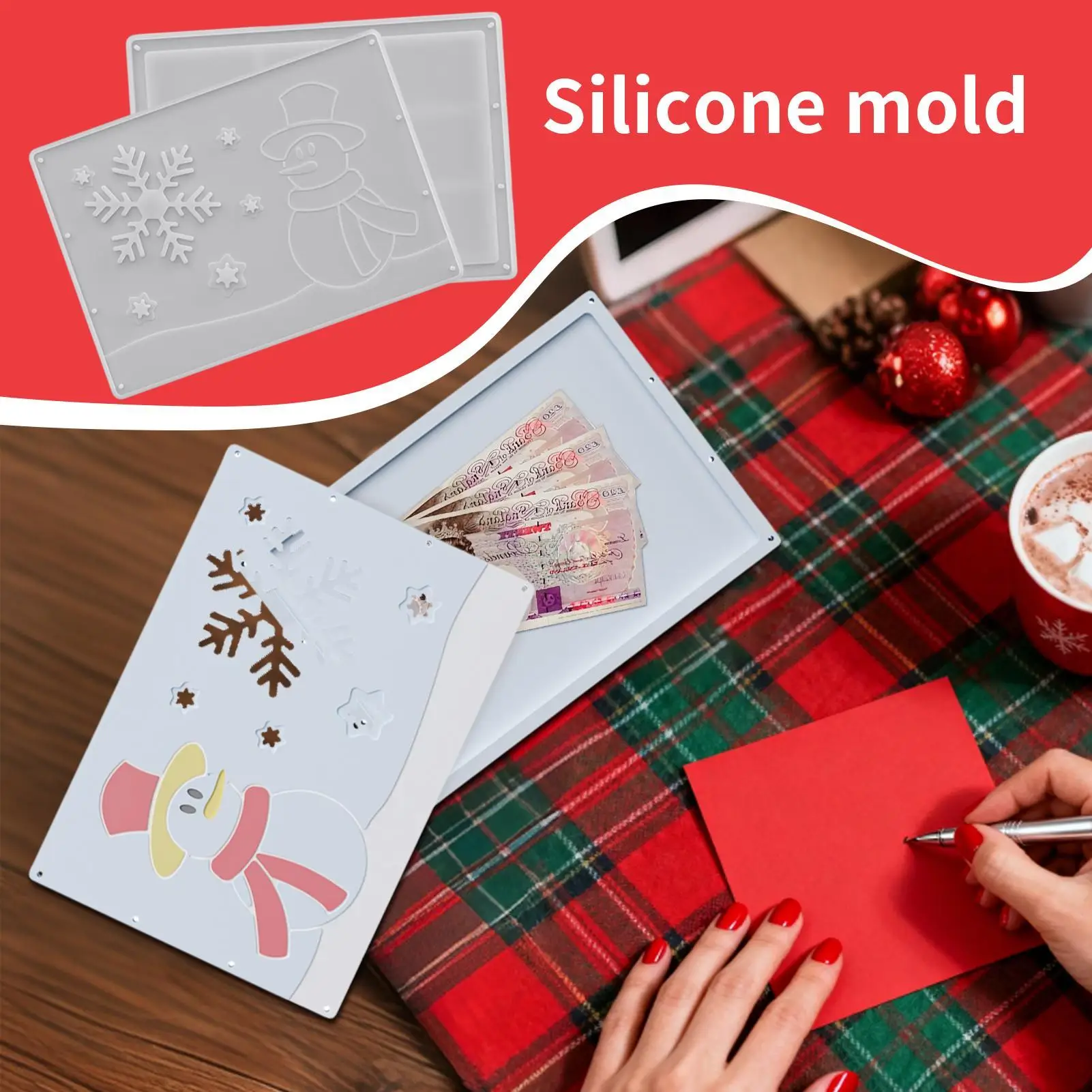 

Форма для держателя денег, 2 шт., трафареты для рукоделия, носок, снеговик, снежинка, праздничная форма для держателя денег для гипсовой смолы, глины, дня рождения