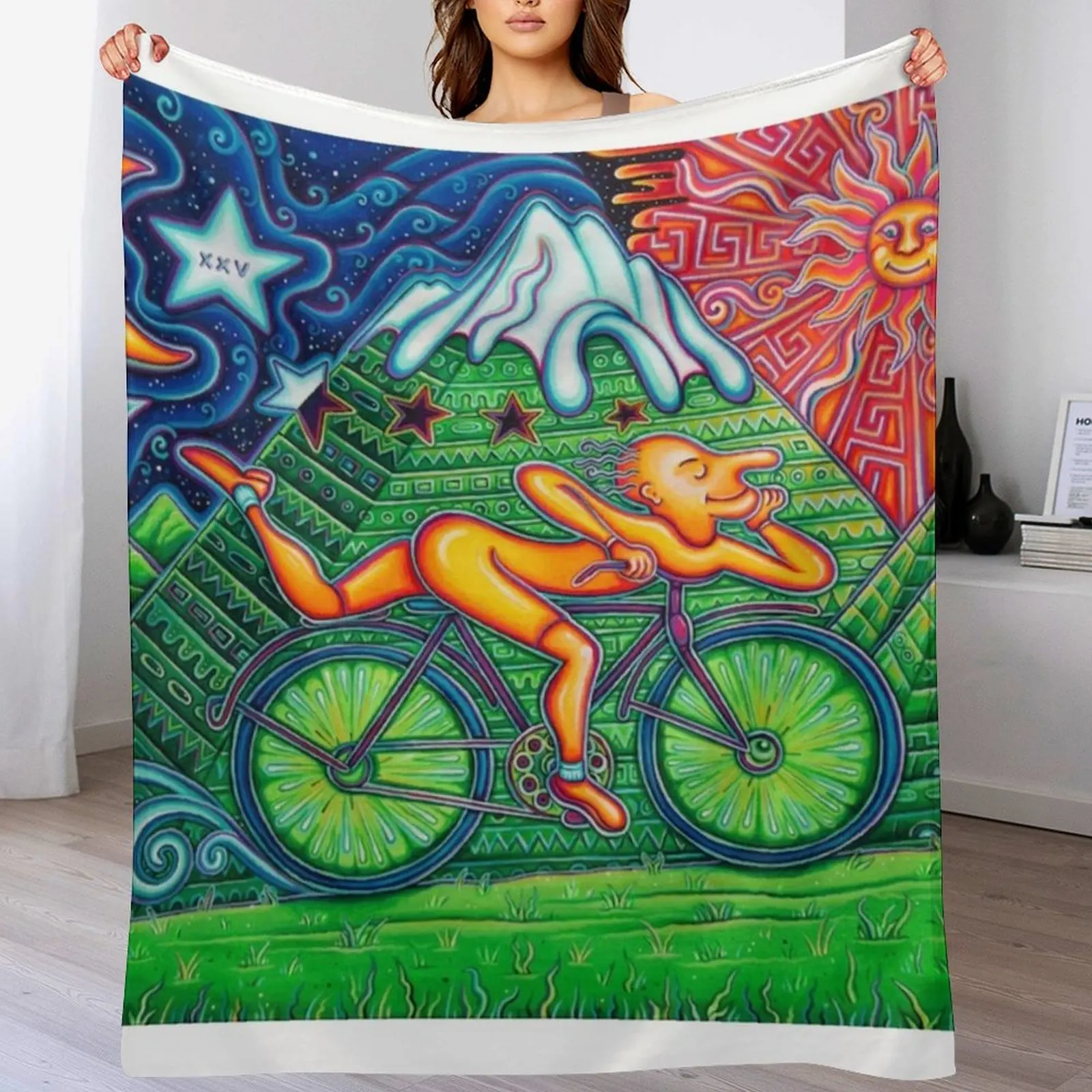 Bicycle Day Throw Blanket Soft Cozy Blanket for Pet Kids Adults
