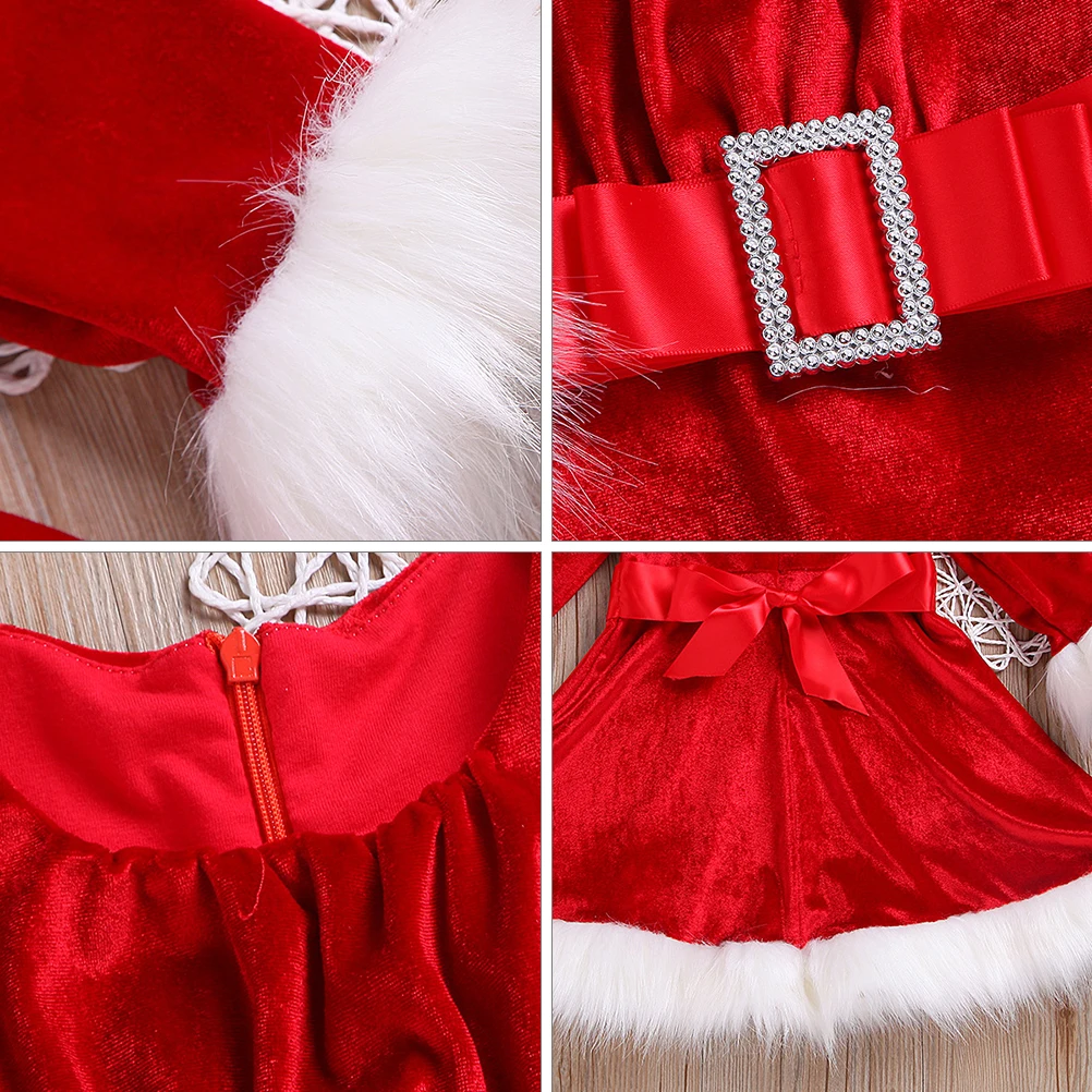 

Kids Christmas Long Sleeve Festival Party Costume For Little Girls Xmas Costume Skin-Friendly Fabric Comfortable Clothes School