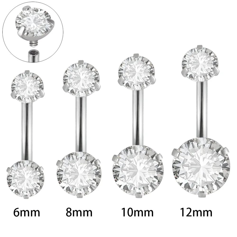 1Pc Surgical Steel CZ Crystal Navel Piercing Curved Barbell Belly Button Rings Helix Cartilage Piercing Body Jewelry