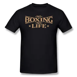 NO Boxing NO LIFE Summer Basic Retro Fashion Men's Wear Plus Size Loose Print T-shirt Pure Cotton Round Neck Trendy New