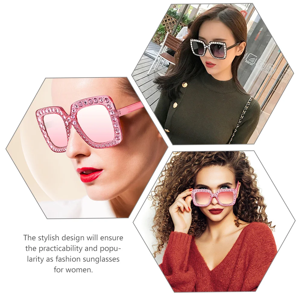 

2Pcs Sunglasses Fashion Trendy Oversized Square Pink Summer Vacation Outdoor Square Sunglasses Lightweight Durable