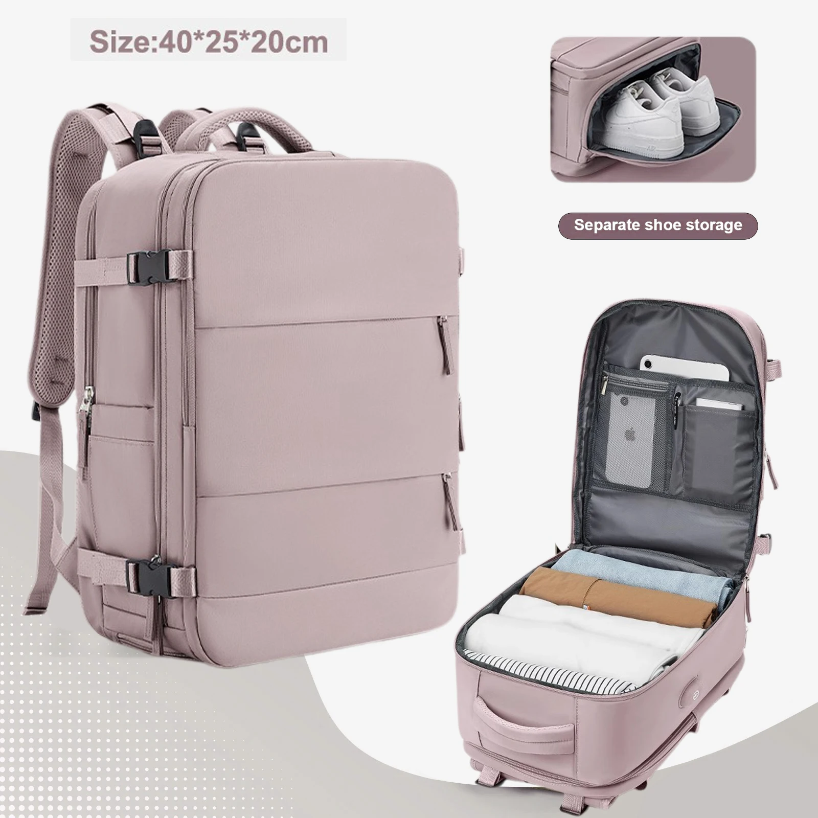 

2025 cross-border travel backpack women's large capacity ultra-light multifunctional suitcase crossbody travel storage backpack