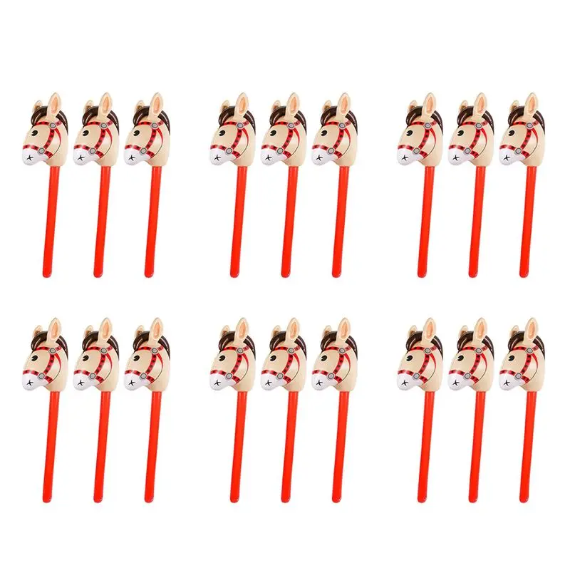 

ABJI-18 PCS Inflatable Horse Heads Cowgirl Stick PVC Balloon Outdoor Educational For Children Babies Birthday Gifts