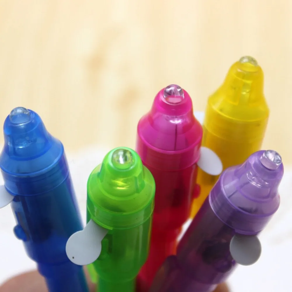 4 teile/los Leucht Licht Stift Magie Lila 2 In 1 UV Schwarz Licht Combo Zeichnung Unsichtbare Tinte Stift Lernen Bildung spielzeug Für Kind – Detail 3