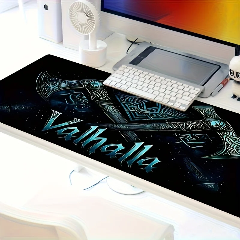 الفايكنج فالهالا الألعاب حصيرة مكتبية الألعاب الحصير ماوس الوسادة كبيرة ماوس 400X900 جهاز كمبيوتر شخصي مزدوج الفأس تصميم رون لوحة ممتدة #3