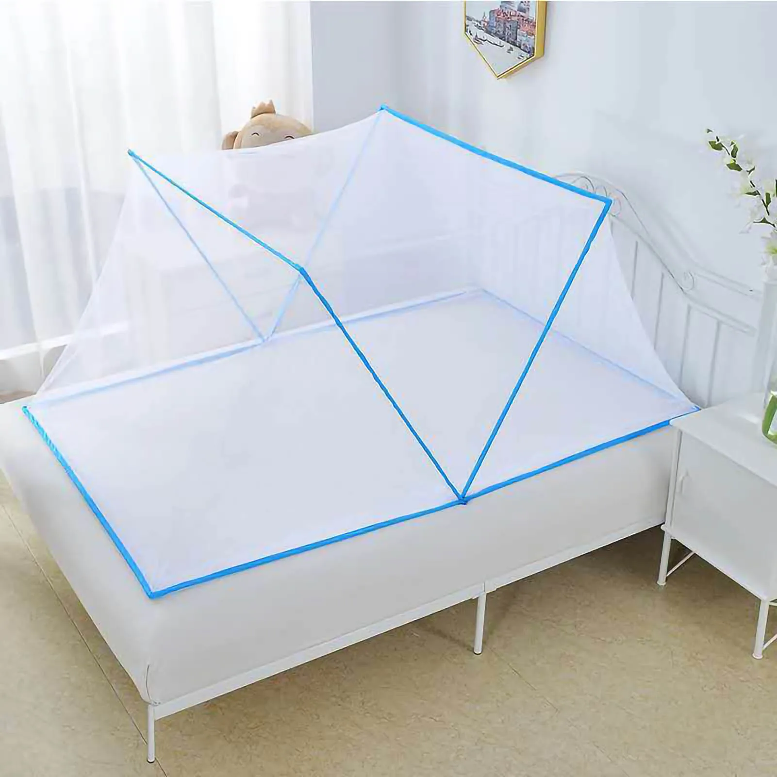 

Foldable Mosquito Net Polyester Fiber Mosquito Netting Canopy Free Installation For Bedroom Use