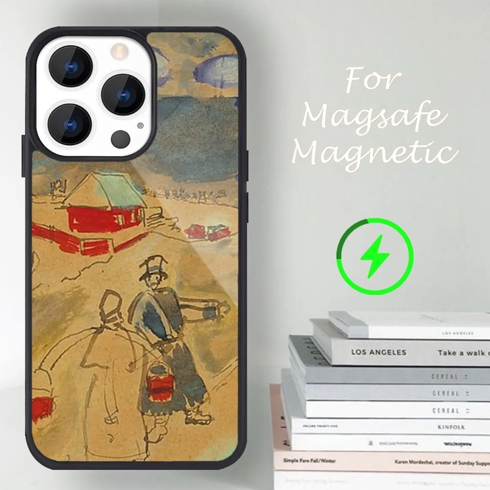 Marc Chagall artwork Phone Case For iPhone 14 13 12 11 15 Pro Max Magsafe Magnetic