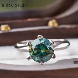 Green Moissanite Ring With GRA Certificate Black Card S925 Silver 0.5-5 Carat Luxury Rings Women Birthday Gift Jewelry