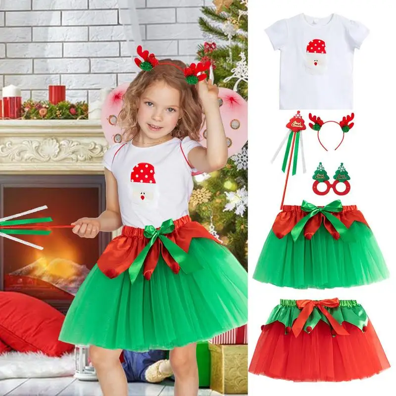 Świąteczna spódniczka tutu 5X/Set Tutu Ballet Stage Skirt Girls Christmas Tutu Skirt Christmas Tutus Costume Tutu Ballet Stage Skirt For