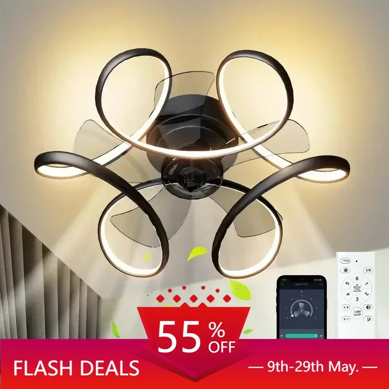 

Modern minimalist ceiling fan, light and colorful style, silent ceiling LED light fan, suitable for rooms and living rooms