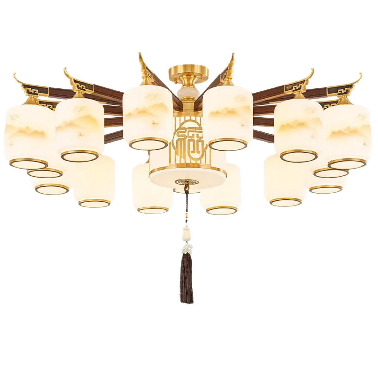 

Living room lamp Chinese style Zen dining room study tea room retro solid wood antique