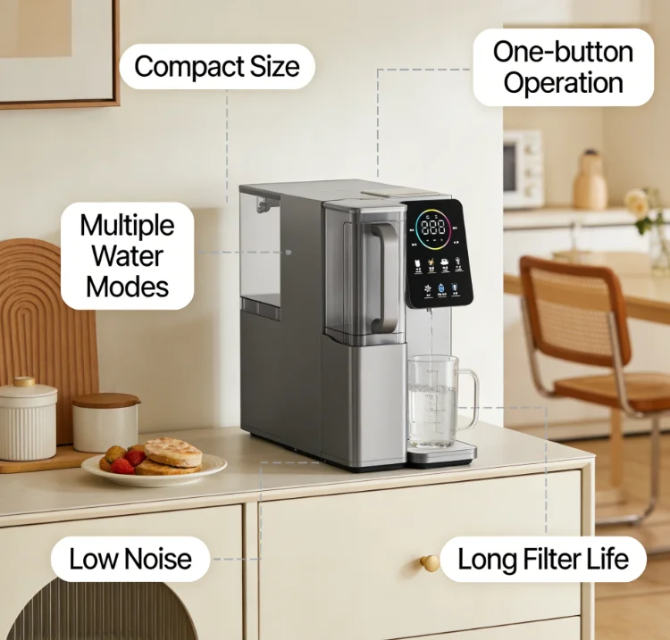 

Портативный диспенсер для горячей и холодной воды с функцией мгновенного нагрева, настольный очиститель воды с обратным осмосом, сенсорное управление