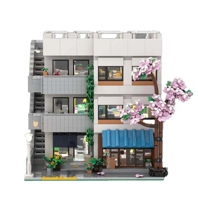 MOC モジュラーアーキテクチャ日本のモダンなアパートモデルビルディングブロック DIY 組立技術レンガパズルのおもちゃ子供のギフト