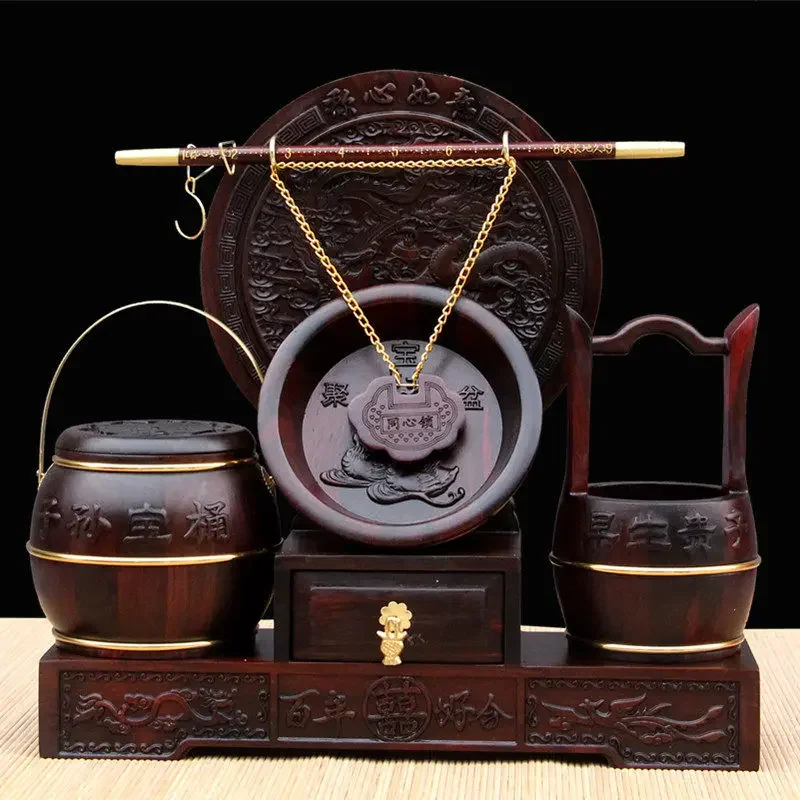 High-grade red wooden barrels, solid wood rosewood, dowry ornaments, wedding dowry gifts