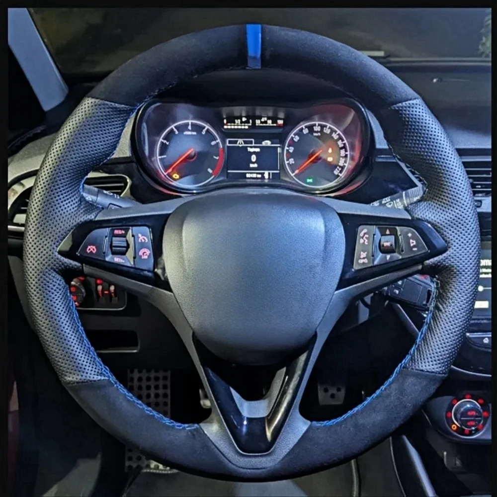 Customization Hand Sewing Suede Leather Non-Slip Car Steering Wheel Cover For Opel Astra(K) Corsa(E) Crossland X Grandland X