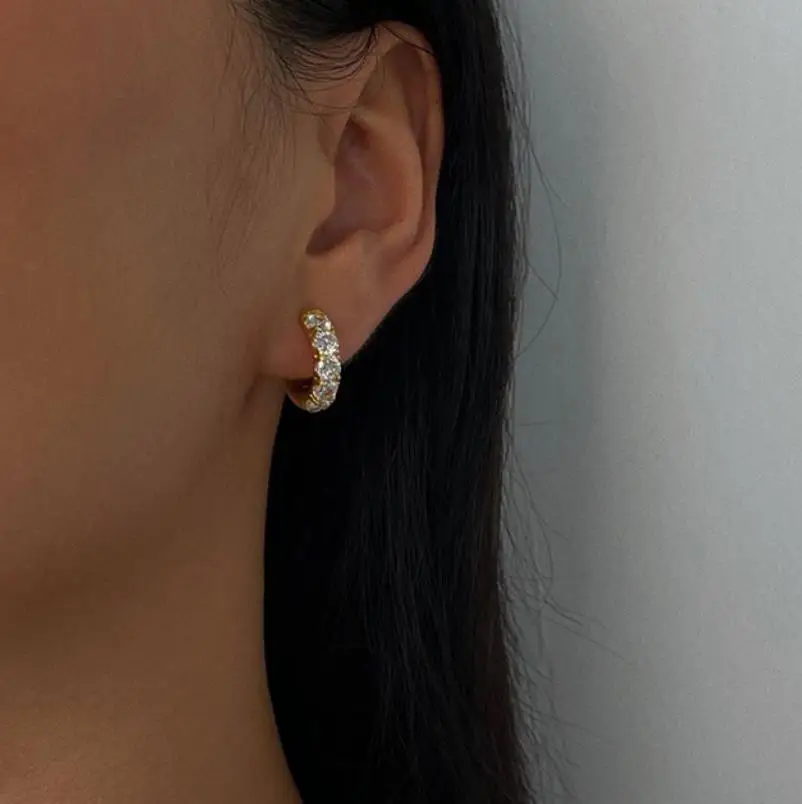 

INS fashionable chic hoops Gemstone Convenient Ear Clasp Zircon wearing Jewelry