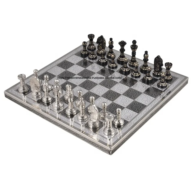 

Premium Luxury Hand Crafted Brass Metal Solid Chess Set With Chess Pieces Indoor Game With Gift Box