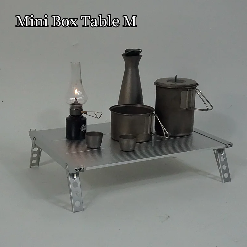 Aluminum Alloy Mini Camping Box Mouth Table Multi Functional Compatible with 25L Camping Box Insulation Board Mini Folding Table