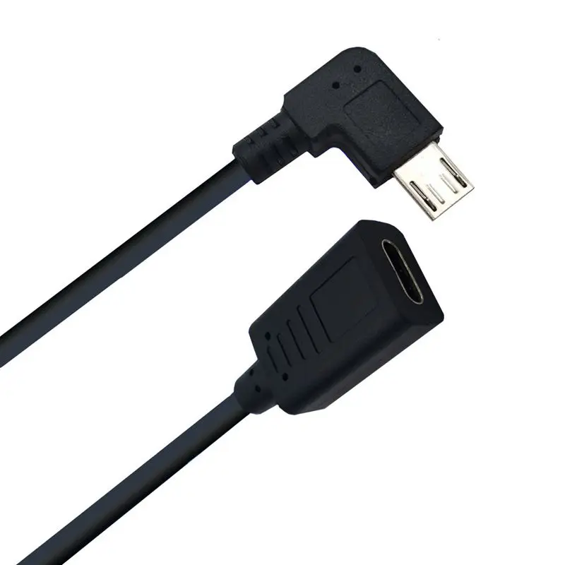 0.25m Type-C Female to Android Micro USB 90 Degree Elbow Adapter Cable Type-C to Android Phone Data Charging Cable