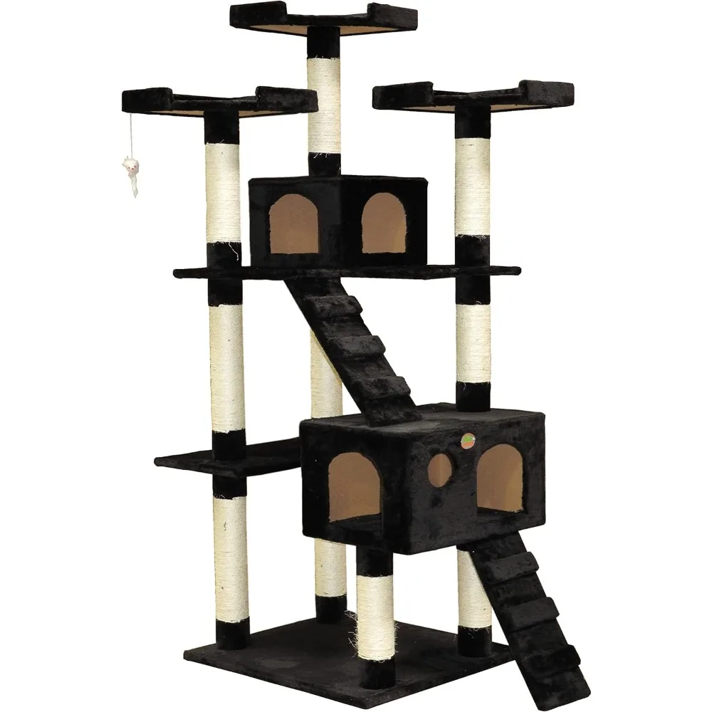 

Go Pet Club 72" Cat Tree Tower with Condos – Large, Indoor: Play, Scratch, Hide, Climb