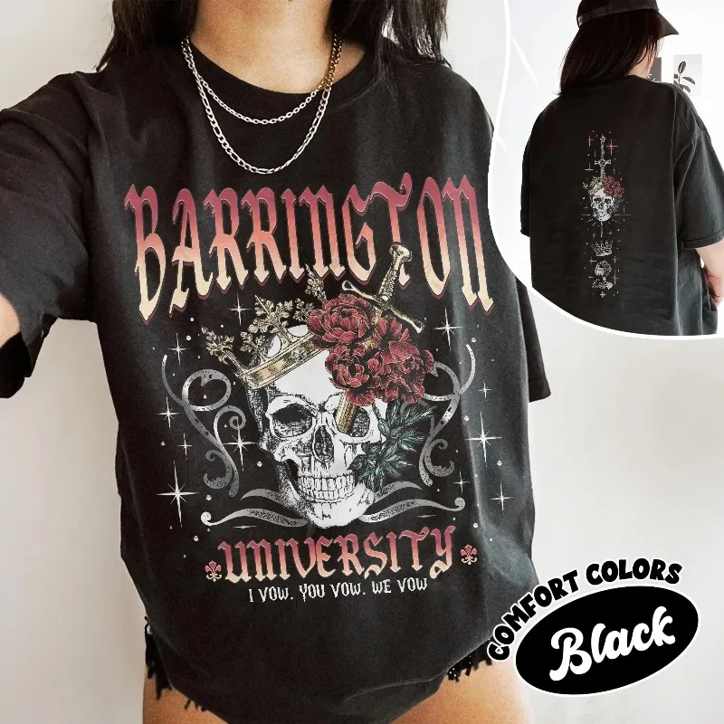 Barrington University Skull Crown Tee, Dark Romance Smut Books Shirt Four season popular unisex cotton T-shirt