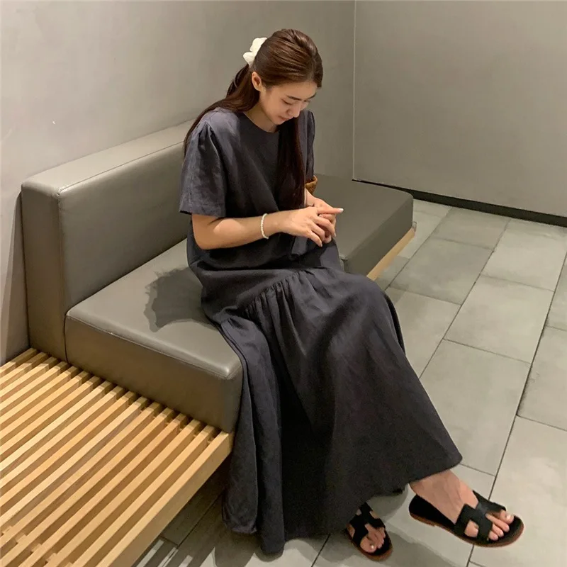 Été nouveau coréen Sle ample minceur ort Sve Dr femmes grande taille décontracté Fi queue T-shirt jupe longue a-ligne Dr