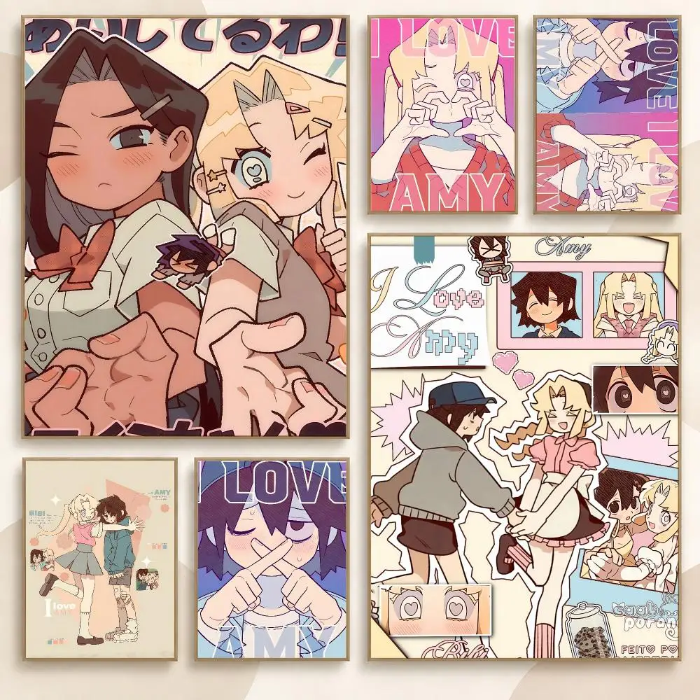 I Love Amy Yuri Webtoon Series Quirky School Romance Poster Contemporary Wall Art Print for Bedroom & Living Room, Unframed