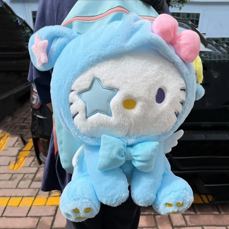 

Cartoon Rabbit Hello Kitty Double Shoulder Bag Student Large Capacity Schoolbag Cute Casual Bag Children's School Opening Gift