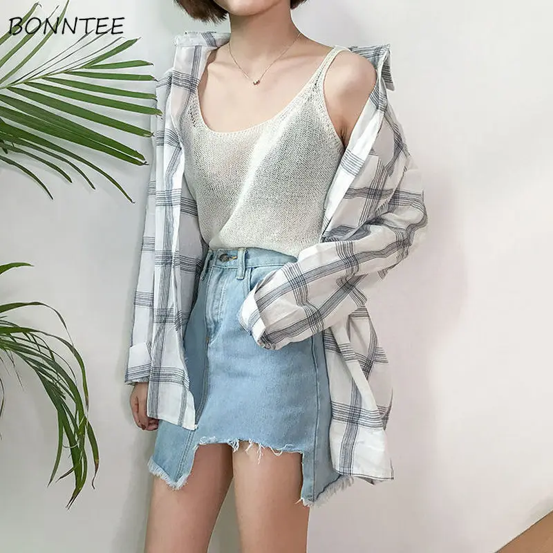 Shirts Women Long Sleeve Loose Casual Plaid Classic Basic All-match Hip Hop Womens Korean Style Fashion Daily Harajuku Clothing