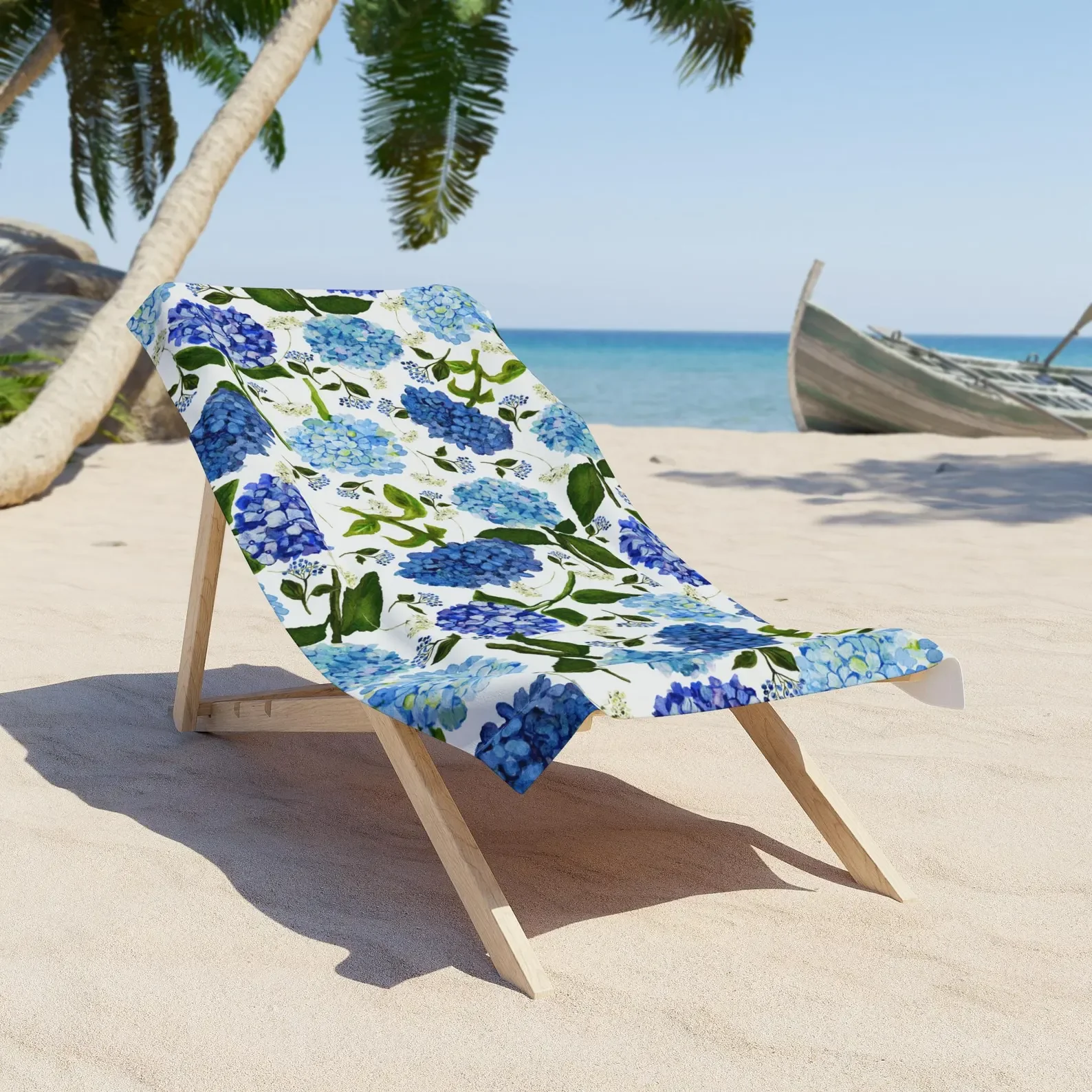Hydrangea Beach Towel Blue Hydrangea Towel Coastal Summer Towel Floral Blue Pool Towel Gifts for Mom Coastal Grandma Gifts