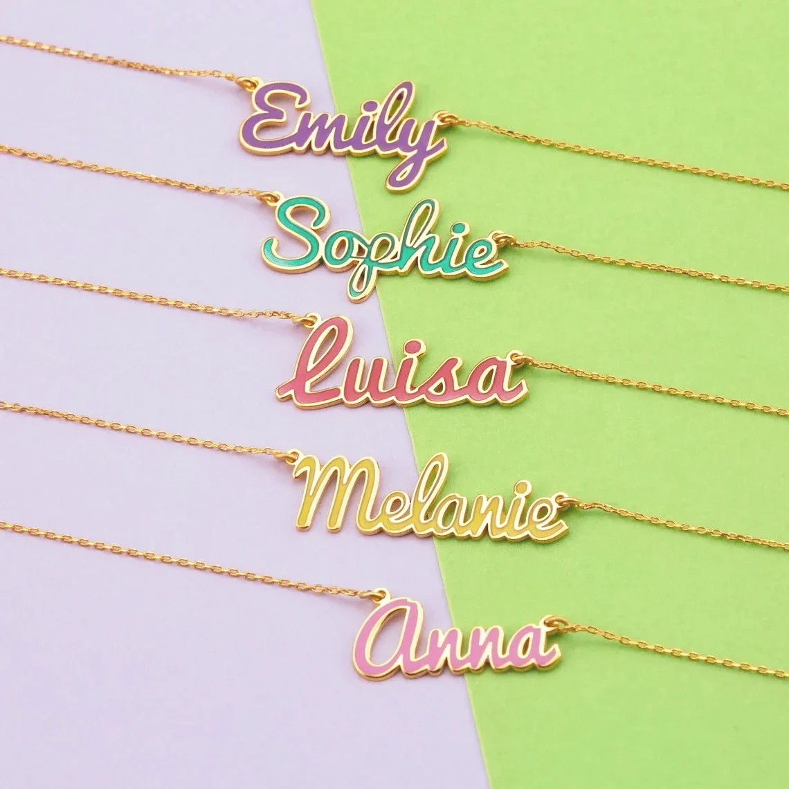 

Ожерелье с красочным именем на заказ, персонализированные позолоченные украшения с ярким дизайном письма, уникальные модные ожерелья на Рождество