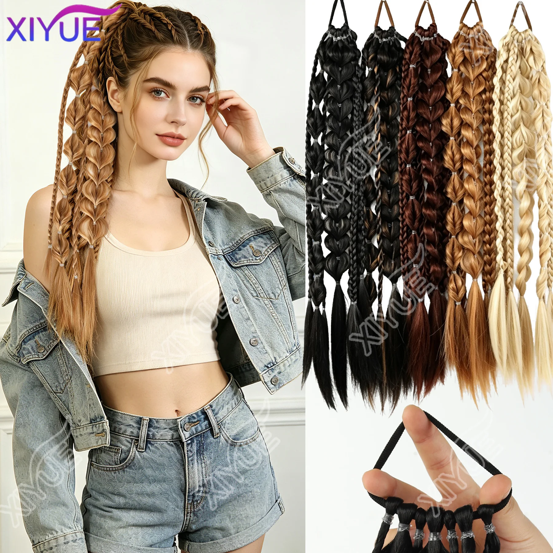 XIYUE 24 Inch Synthetic Fiber Handmade Mixed-Color Lantern Bubble Twist Braids – Daily & Vacation Style Hair Extensions XY