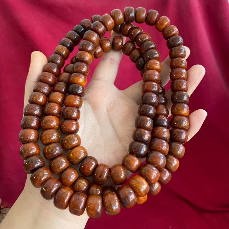 Yak Bone Gold Silk Sand Eye 108 Buddhist Scripture Characters Hanging Textured Beads