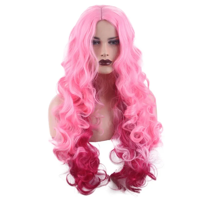 

Wig, His Royal Highness, long pink curly hair hood