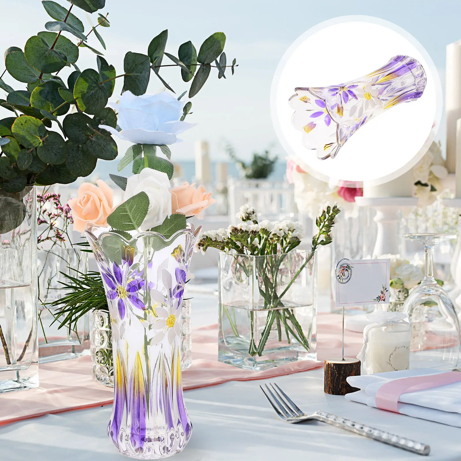 

Премиальная стеклянная ваза для цветов: утолщенная конструкция, прочное плоское дно для декора гостиной, спальни, сада, контейнер для сухоцветов